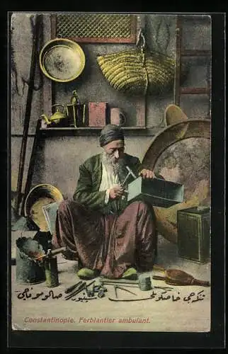 AK Constantinople, Ferblantier ambulant, türkischer Handwerker