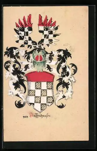 Künstler-AK Handgemalt: Von Dachenhausen, Wappen mit Ritterhelm