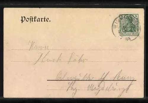 Künstler-AK Handgemalt: Ritter und Schild mit deutscher Fahne