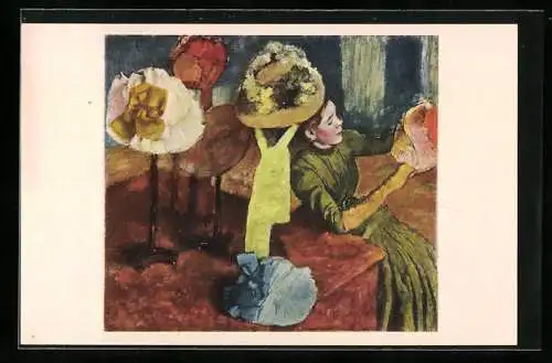 Künstler-AK sign. Edgar Degas: Die Putzmacherin