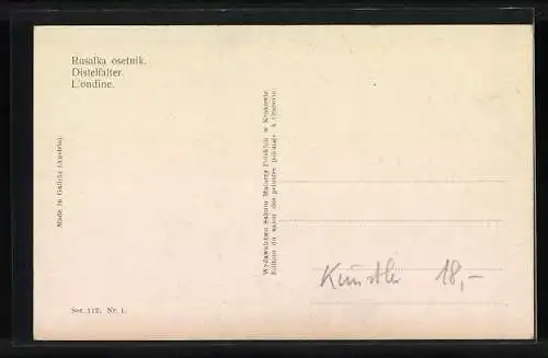 Künstler-AK sign. M. Ichnowski: Distelfalter, Metamorphose aus Schmetterling und Frauengesicht