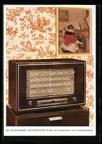 AK Reklame f. Radio Telefunken-Spitzensuper D 860