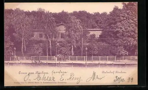 AK Rinkau, Bahnhof mit Gleisen