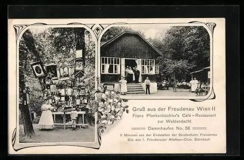 AK Wien, Freudenau, Franz Plankenbüchler`s Café-Restaurant zur Waldandacht, Dammhaufen 58