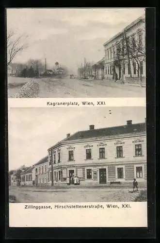 AK Wien, Gemischtwarenhandlung in der Zillinggasse, Hirschstettenerstrasse, Kagranerplatz