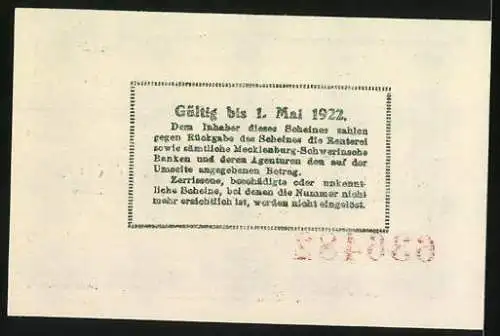 Notgeld Schwerin / Mecklenburg, 1922, 50 Pfennig, Stadtansicht & Wappen