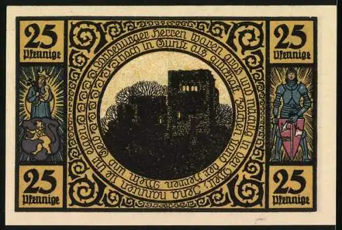 Notgeld Lobeda 1921, 25 Pfennig, Kirche und Ruinenabbildung