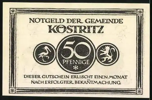 Notgeld Köstritz, 50 Pfennig, Köstritzer Schwarzbier Werbung mit Mutter und Kindern