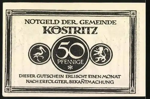 Notgeld Köstritz, 50 Pfennige, Schwarzes Bier aus Köstritz, zwei Personen im Wald