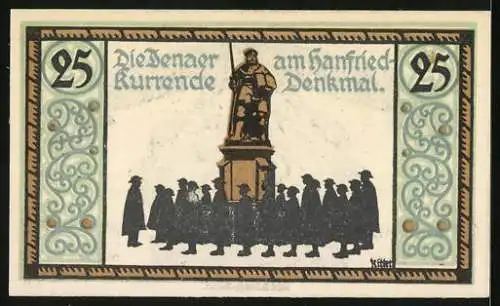 Notgeld Jena, 1921, 25 Pfennig, Engel, Denkmal und Menschenansammlung