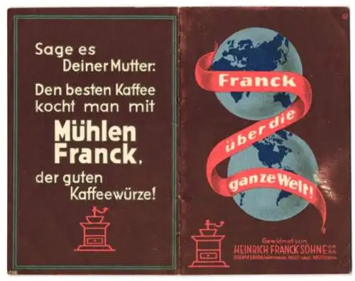 Werbebillet Ludwigsburg /Württemberg, Heinrich Franck Söhne, Mühlen Franck-Kaffeewürze