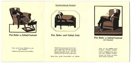 Werbebillet Wien, Ledermöbel-Fabrik Klemt & Co., Mariahilferstrasse 101, Ruhe- und Lese-Fauteuil