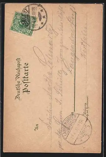 Lithographie Coblenz, Panorama mit Brücke