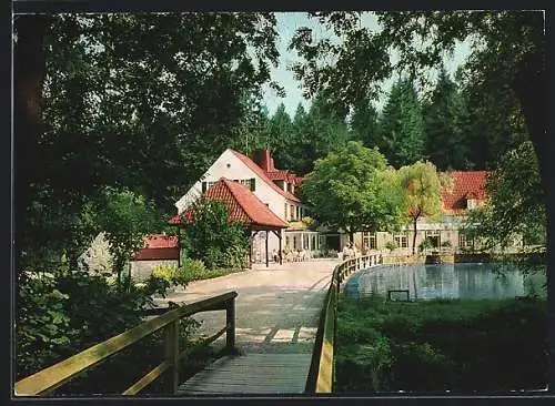 AK Horn-Bad Meinberg, Das Waldhotel Silbermühle am Fluss