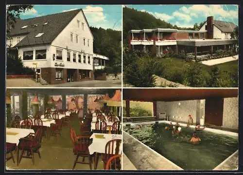 AK Alfeld / Leine, Pension- und Gästehaus Zur Eule v. M. Flügge mit Gaststube und Hallenbad