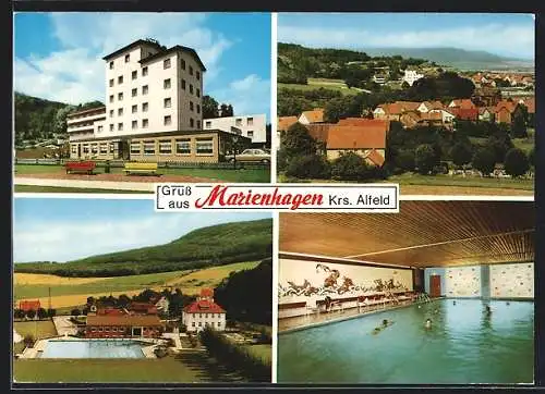 AK Marienhagen /Alfeld, Hotel, Freibad, Hallenbad, Ortsansicht