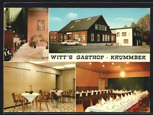 AK Krummbek über Kiel, Witt`s Gasthof v. Günter Witt, mit Innenansichten