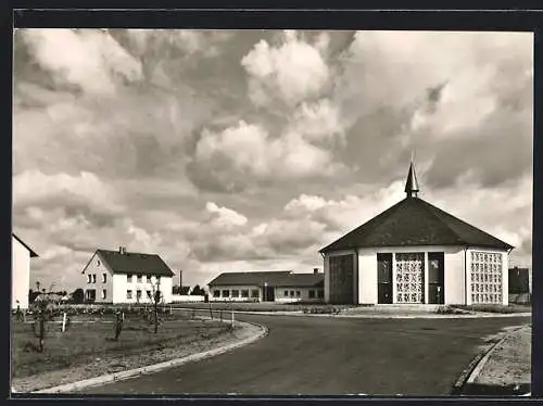 AK Fallingbostel, Weinbergsiedlung mit kath. Kirche