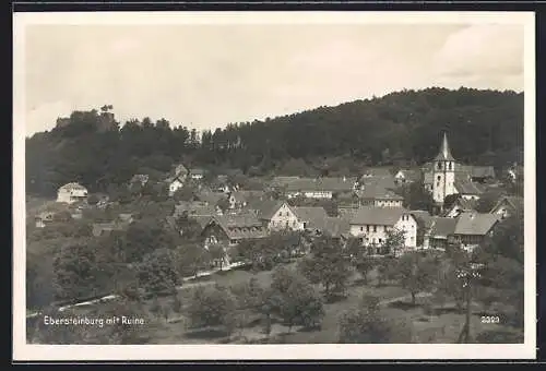 AK Ebersteinburg, Ortsansicht mit der Ruine