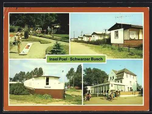 AK Insel Poel /Wismar, Schwarzer Busch, FDGB-Erholungsheim, Minigolfanlage, Bungalows