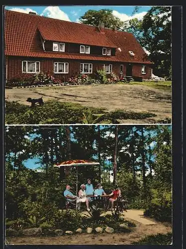 AK Schneverdingen, Die Pension Friedrich mit Gartenpartie, Feldstr. 58