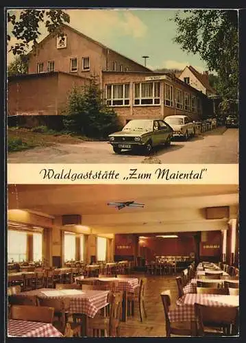 AK Bad Salzdetfurth, Waldgaststätte Zum Maiental mit Innenansicht
