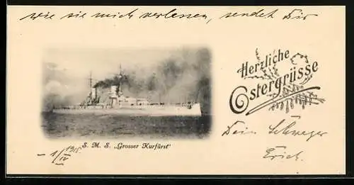 Mini-AK Kriegsschiff S.M.S. Grosser Kurfürst auf See
