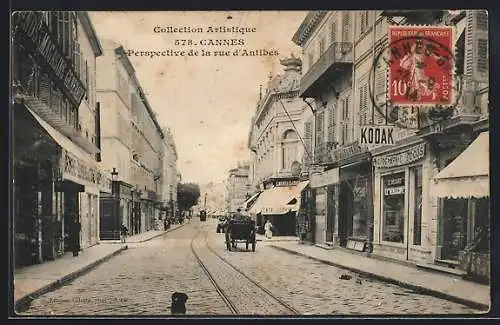 AK Cannes, Perspective de la rue d`Antibes