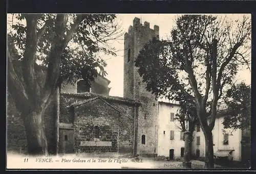 AK Vence, Place Godeau et la Tour de l`Eglise