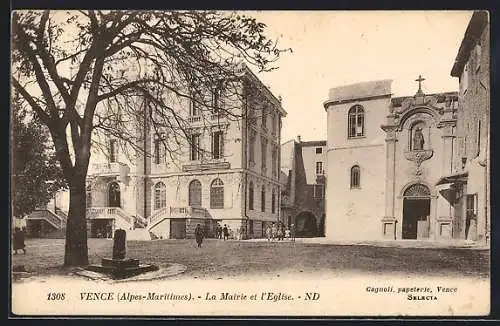 AK Vence /A.-M., La Mairie et l`Eglise