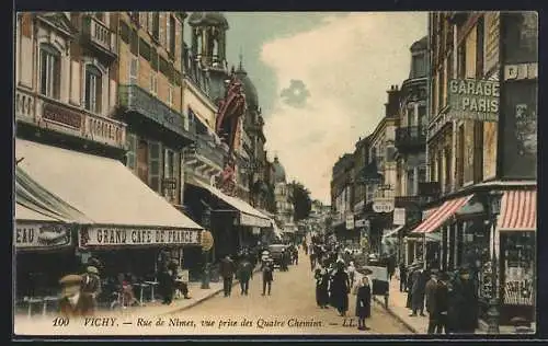 AK Vichy, Rue de Nîmes, vue prise des Quatre Chemins
