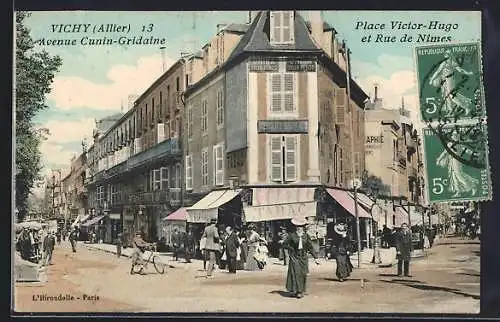 AK Vichy /Allier, Avenue Cunin-Gridaine, Place Victor-Hugo et Rue de Nîmes