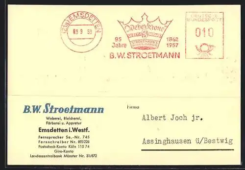 AK Emsdetten /Westf., B.W. Stroetmann Auftragsbestätigung Textilien