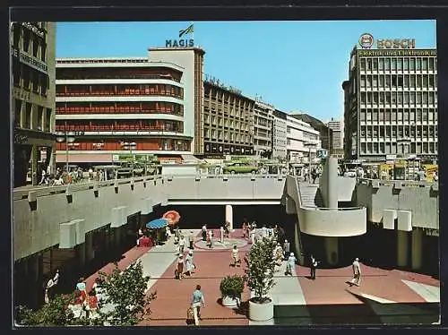 AK Hannover, Blick vom Kröpcke in die Bahnhofstrasse mit Passerelle