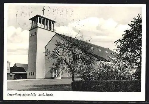 AK Essen / Ruhr, Strassenpartie an der Kath. Kirche