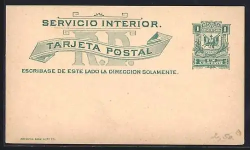 AK República Dominicana, Tarjeta Postal de Servicio Interior