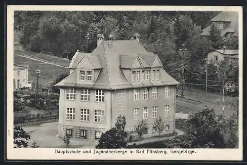 AK Bad Flinsberg /Isergebirge, Hauptschule und Jugendherberge