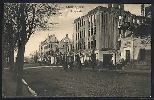 AK Stallupönen, Häuserruinen in der Goldaperstrasse