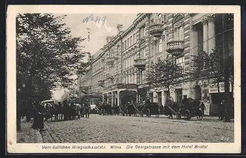 AK Wilna, Georgstrasse mit dem Hotel Bristol