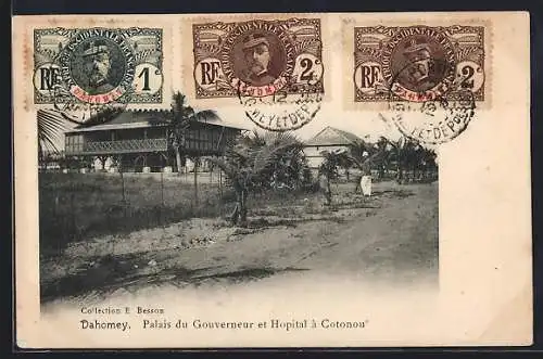 AK Dahomey, Palais du Gouverneur et Hopital à Cotonou