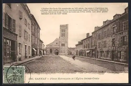 AK Gannat, Place Hennequin et l`Église Sainte-Croix