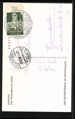 AK Darmstadt, Deutsche Ballonmeisterschaft 1935, Festpostkarte mit Sonderstempel