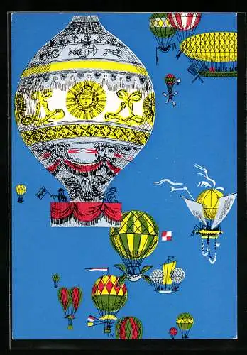 AK Luzern, Verkehrshaus der Schweiz, Stempel Ballonaufstieg Eröffnungstag 1.7.1959, Alte Ballons und Montgolfiere