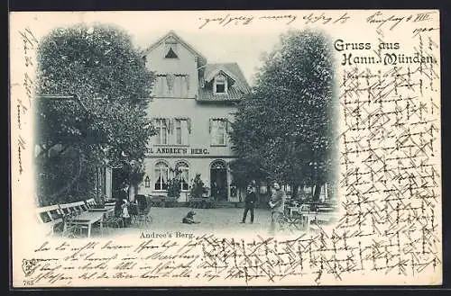 AK Hann. Münden, Gasthaus Andrees Berg mit Garten