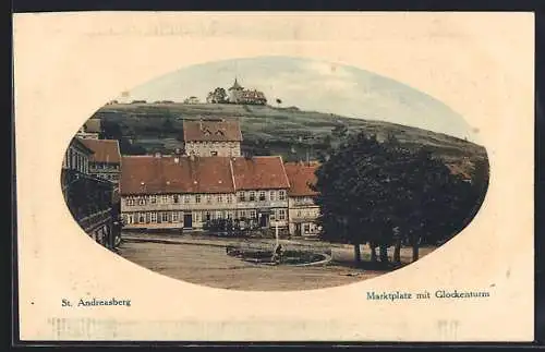 AK St. Andreasberg, Martplatz mit Glockenturm