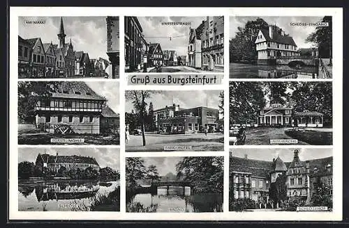 AK Burgsteinfurt, Wasserstrasse, Park-Hotel Möller, Fürstl. Mühle