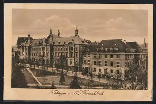 AK Tübingen a. N., Frauenklinik mit Anlagen aus der Vogelschau