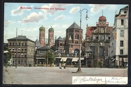 AK München, Synagoge und Künstlerhaus, Frauentürme