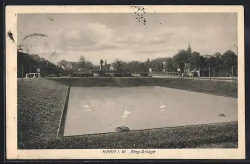 AK Hamm i. W., Ring-Anlage mit Wasserbecken