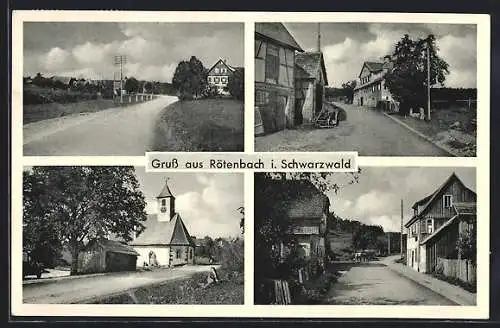 AK Rötenbach i. Schwarzwald, Strassenpartie mit Wohnhäusern, Blick auf die Kirche